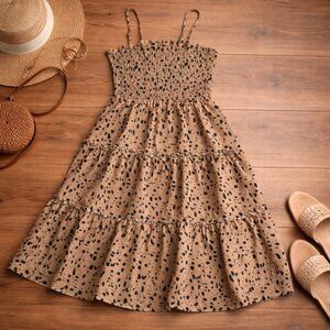 SHEIN Brown and Black Midi Dress